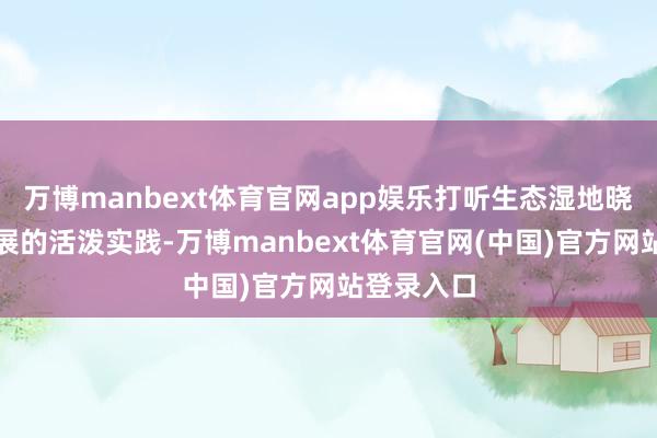 万博manbext体育官网app娱乐打听生态湿地晓悟绿色发展